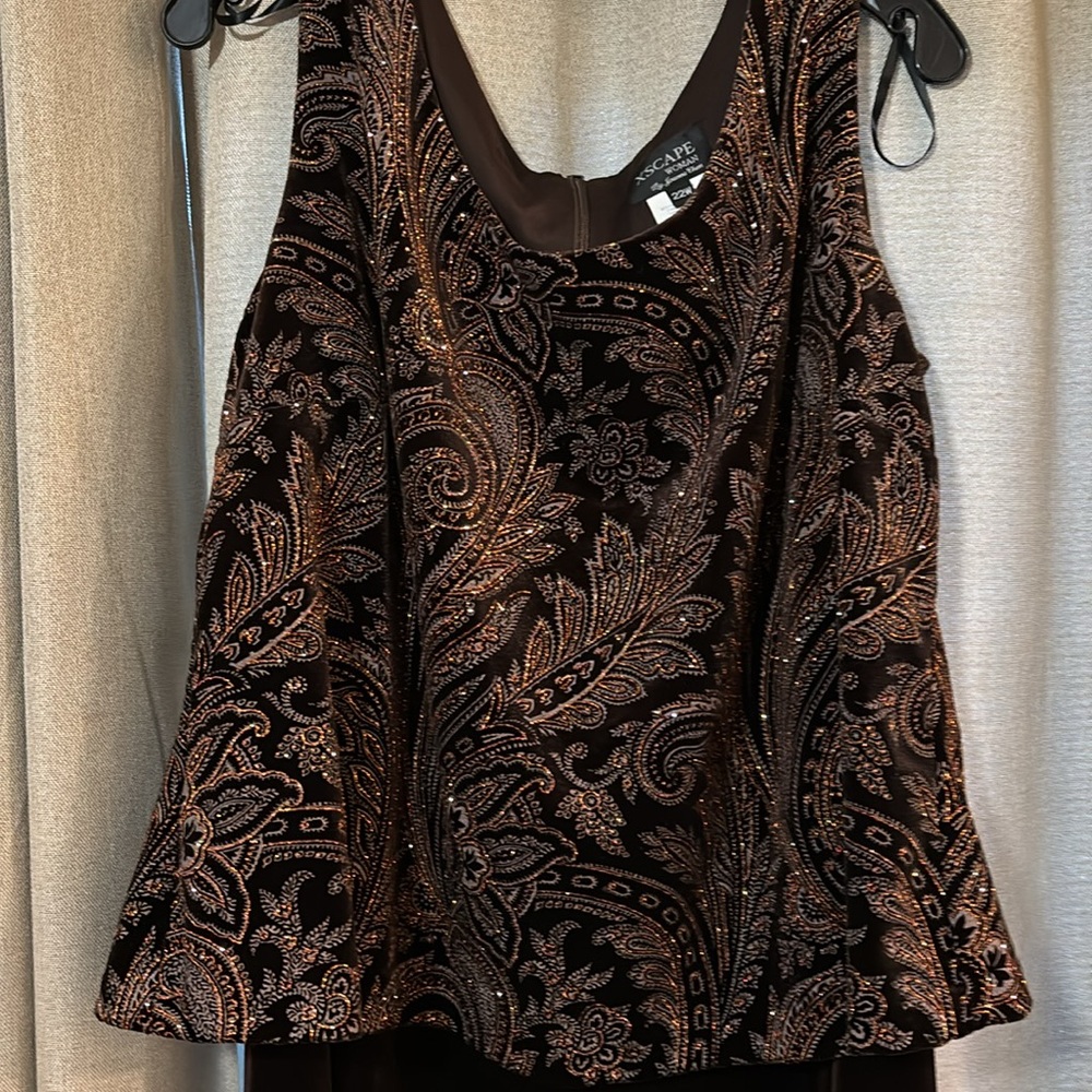 Gorgeous sequined, brown velvet gown. Size 22W - Picture 3 of 13